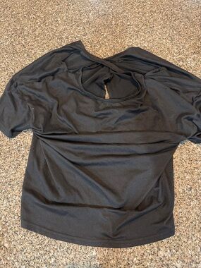 SHEIN Black Short Sleeve Top with Back Cutout